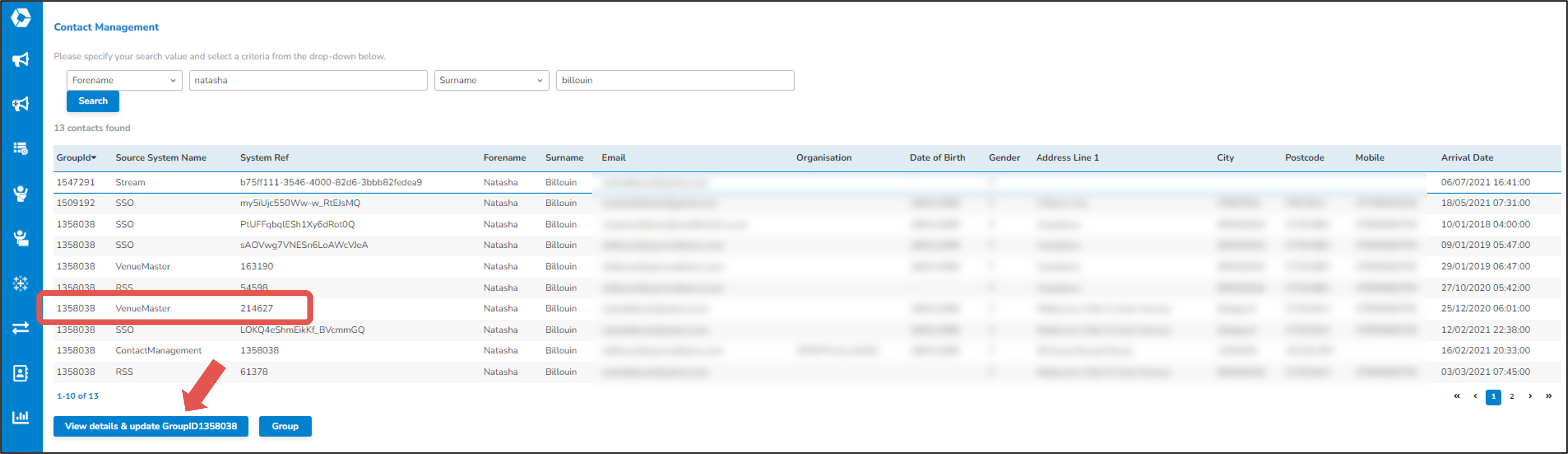 Contact Management - Search Results View and update.png