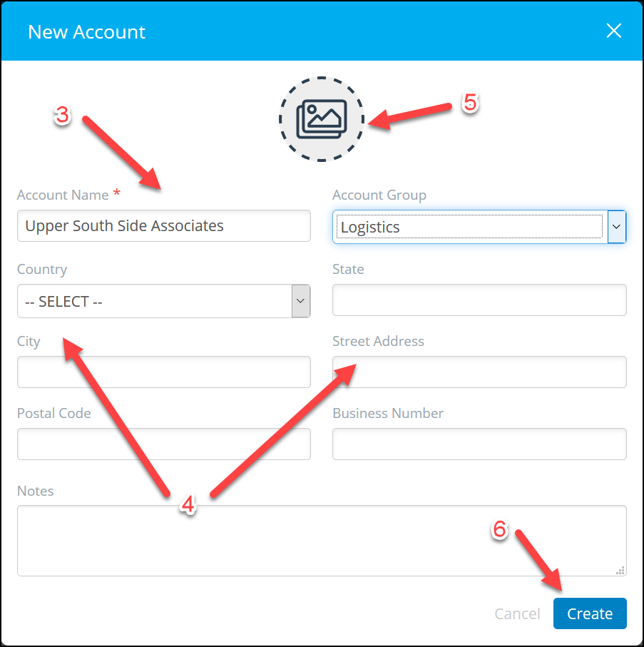 Image: New Account dialogue where these steps are completed